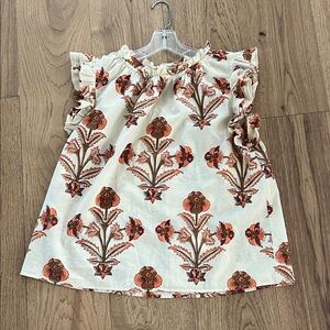 THML Cream and Orange Floral Blouse